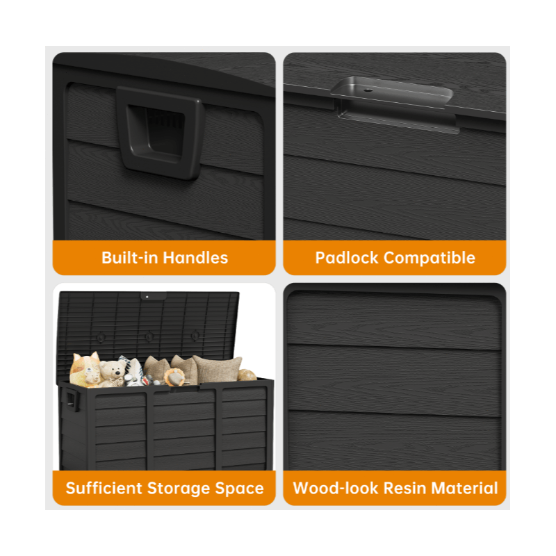 75-Gallon Outdoor Storage Box with Handles – Black