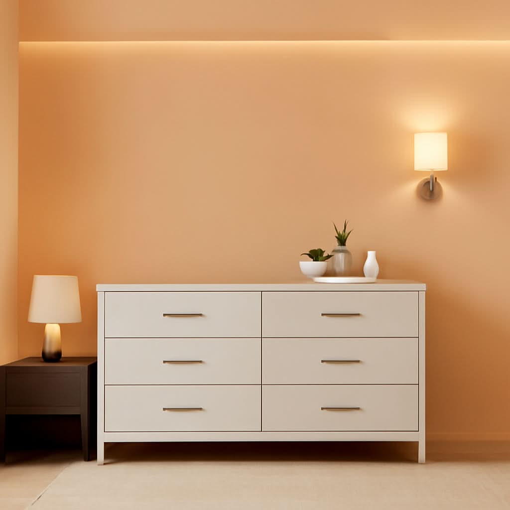 White Dresser With 6 Drawers For Bedroom Storage Solutions