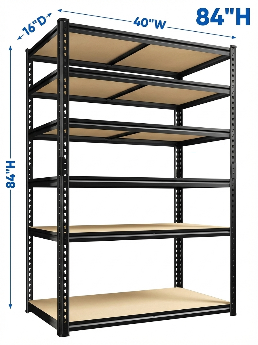 Heavy Duty Metal Garage Shelving Rack 2000lbs 4/5/6-Tier Steel Shelf 60"/72"/84"