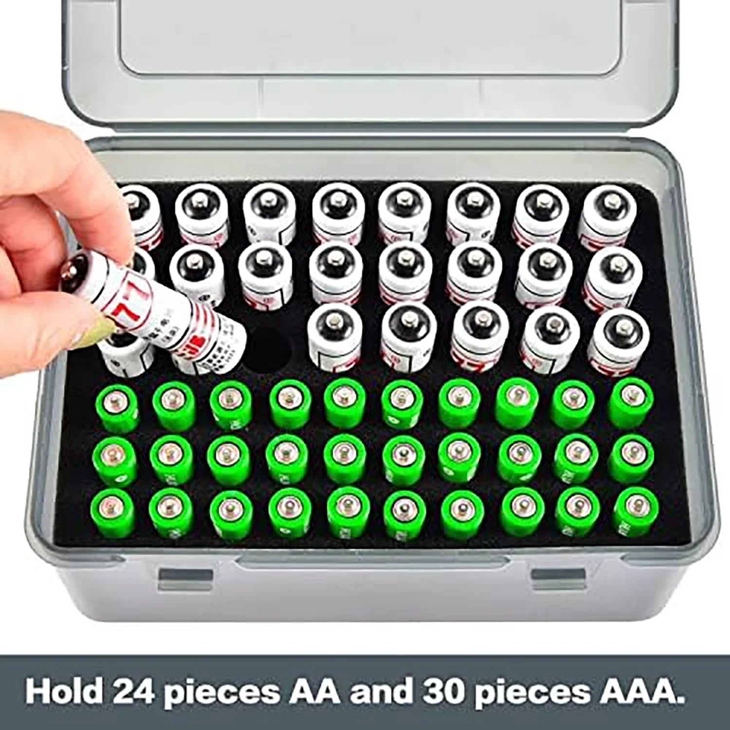 Battery Storage Case Battery Holder Holds 54 AA AAA Battery Storage Organizer for Garage Container Home Drawer Organization