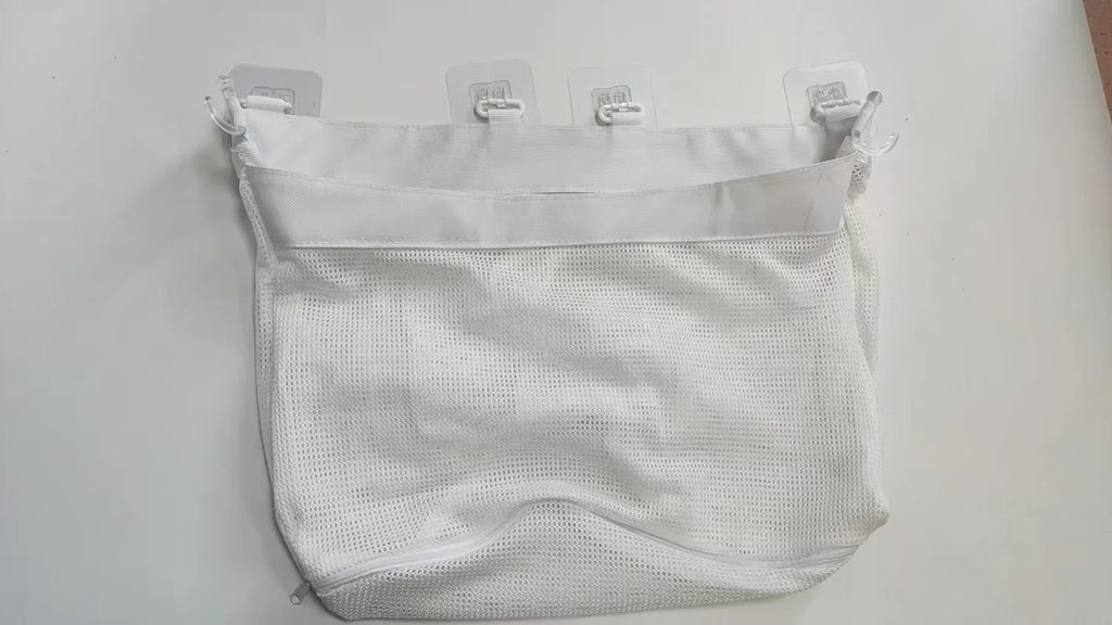 No-Drill Bathroom Toy Storage Bag – Large Capacity Mesh Organizer