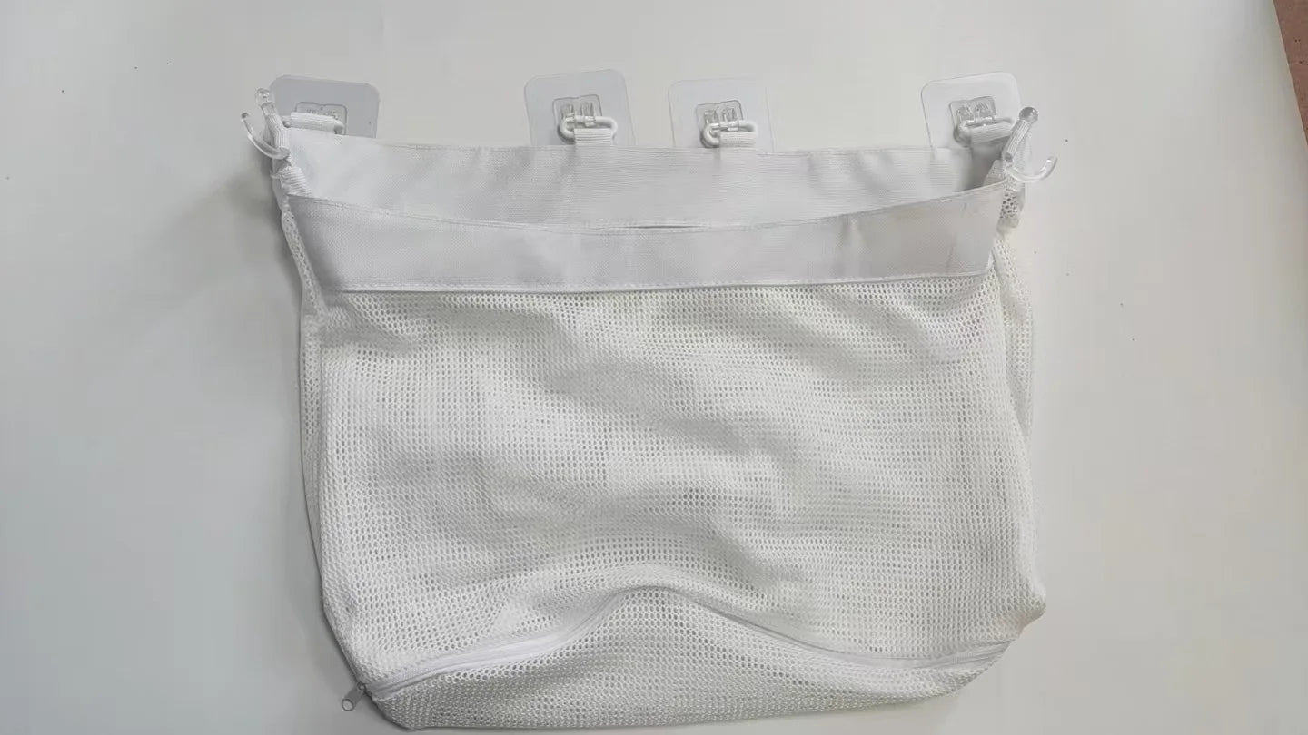 No-Drill Bathroom Toy Storage Bag – Large Capacity Mesh Organizer