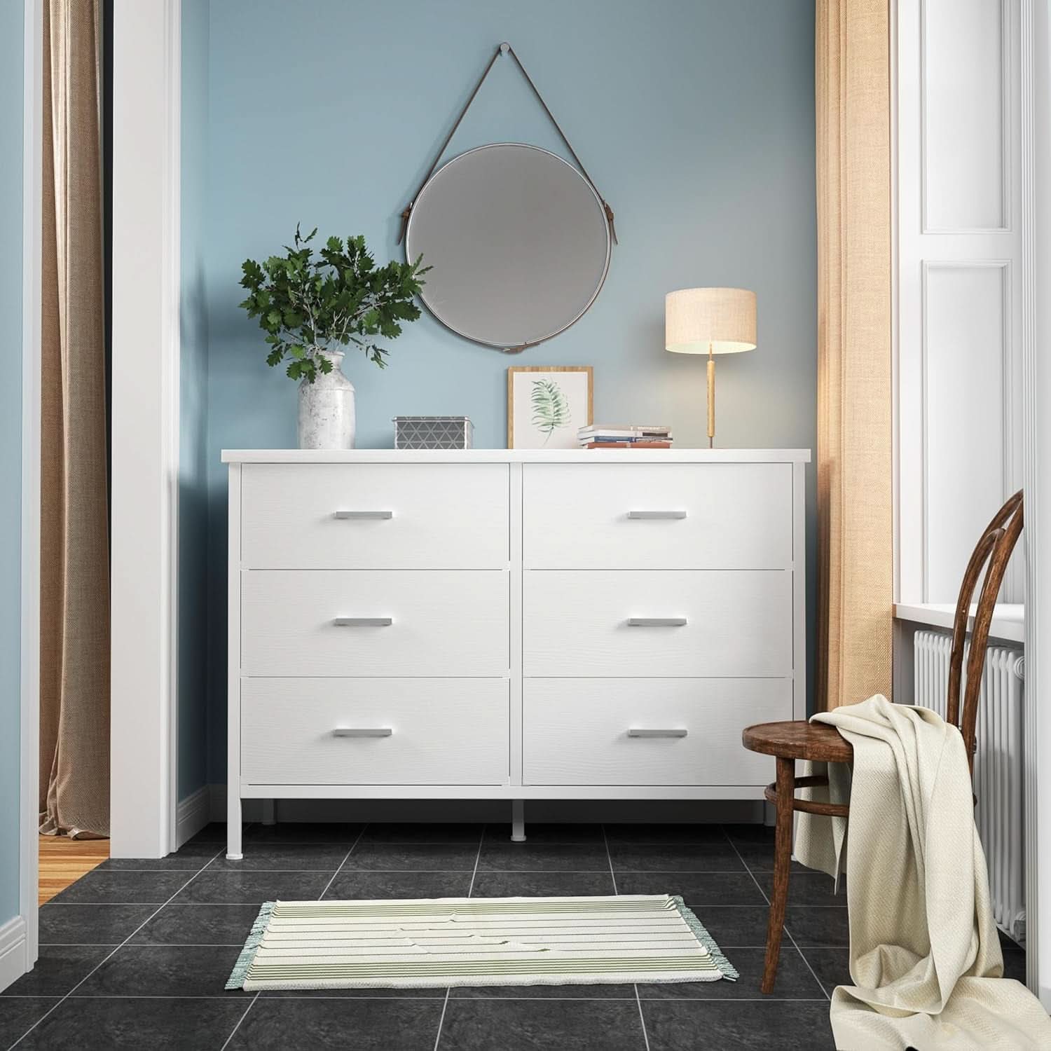 White Dresser With 6 Drawers For Bedroom Storage Solutions