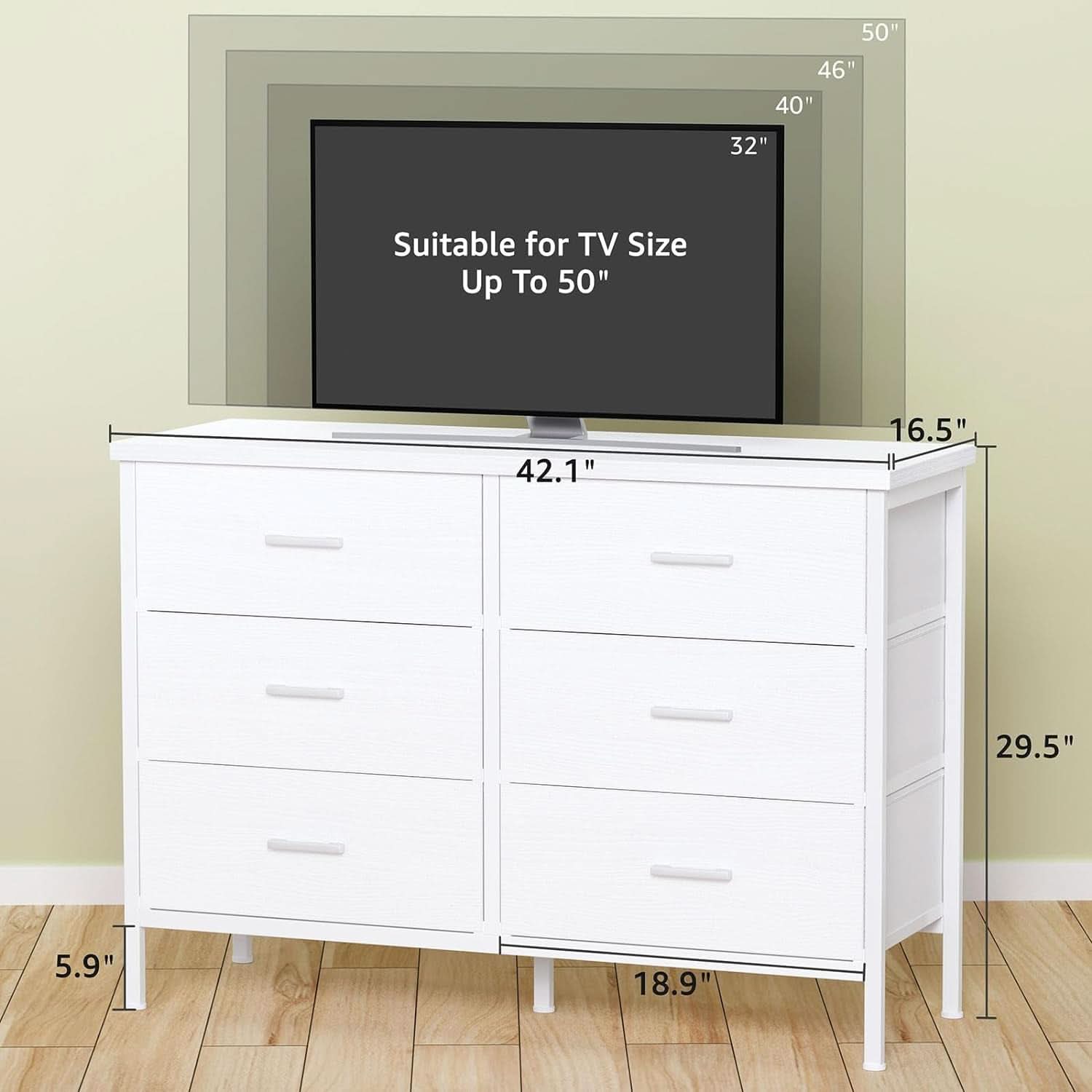 White Dresser With 6 Drawers For Bedroom Storage Solutions